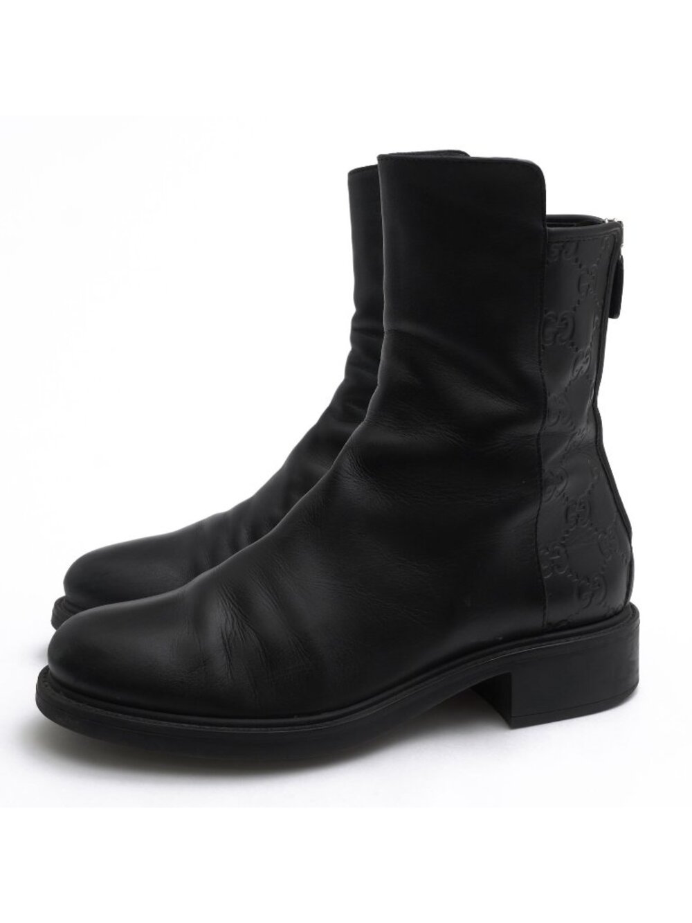 Gucci Mid Length Boots Shoes Leather Black Guccissima Soft Guccissima GG
